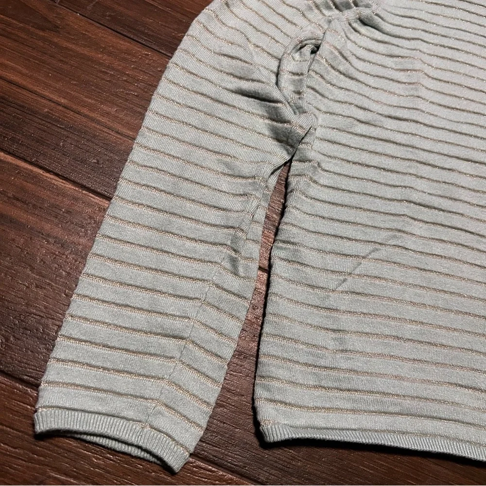 Ann Taylor Crew Neck Sweater XL Teal Silver Shimmer Lightweight‎